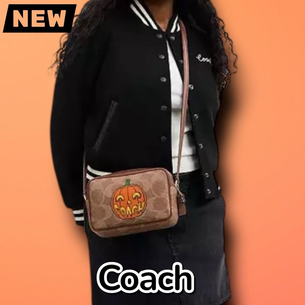 🔴New Coach Jamie Camera Bag in Signature Canvas with Halloween Print – Gold/Tan - Picture 4 of 6